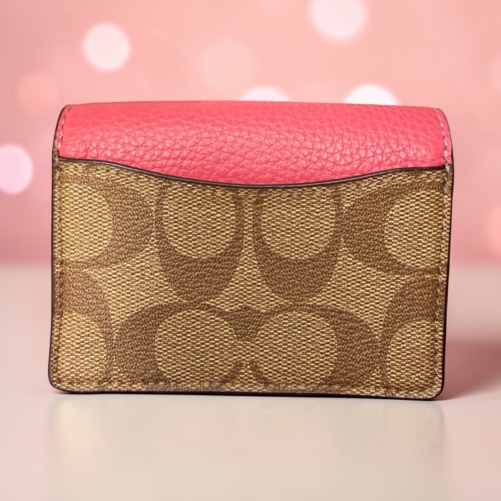 Coach Tammie Card Case Signature Canvas Strawberry Haze Leather #C6889 (A495) - Picture 3 of 10